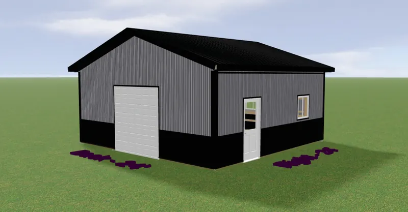 3D preview of a small gable metal building