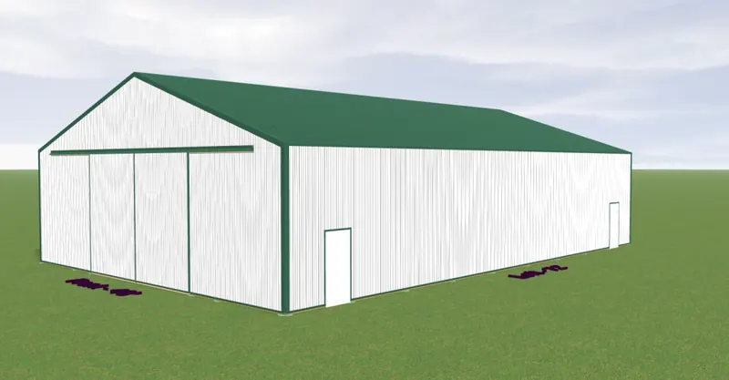 3D preview of a long gable metal building
