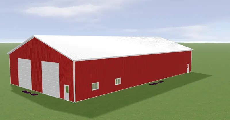 3D preview of a large gable metal building