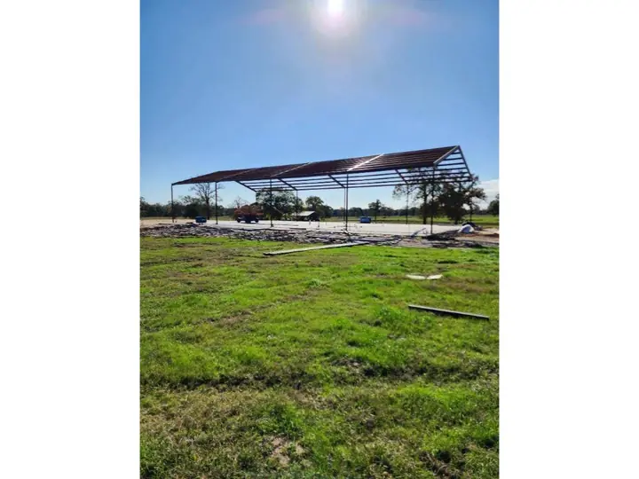 Carport frame going up