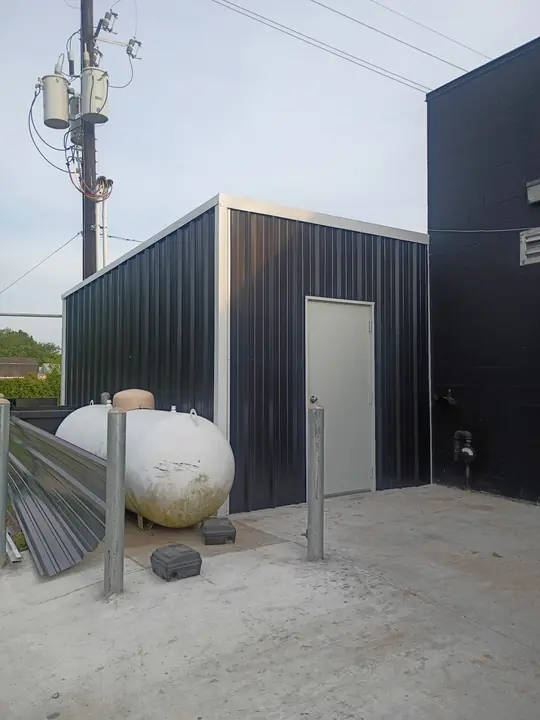Dark utility building