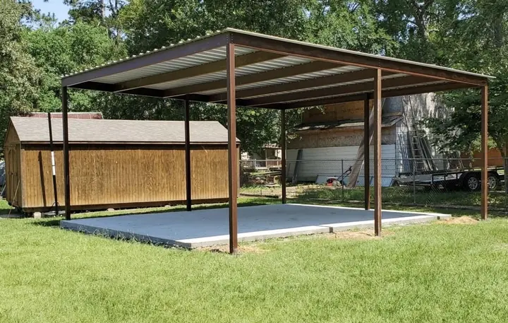 Freestanding carport over a slab