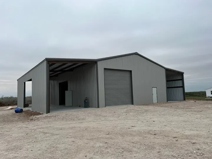 Gray shop with an open bay