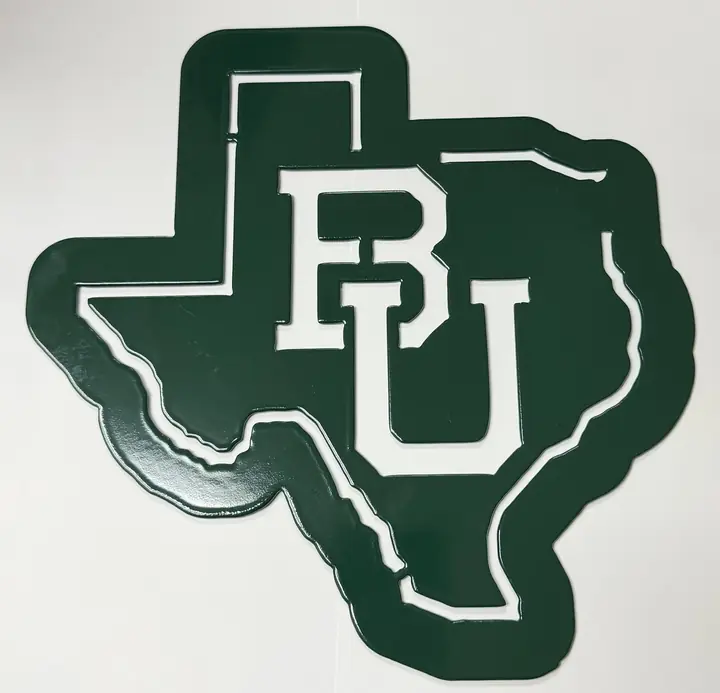 Baylor "BU" Texas sign, green powder coat