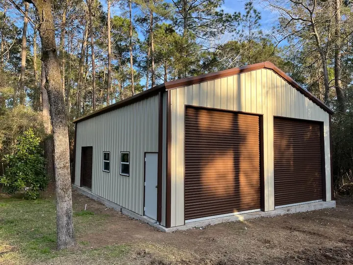 Tan shop with brown doors